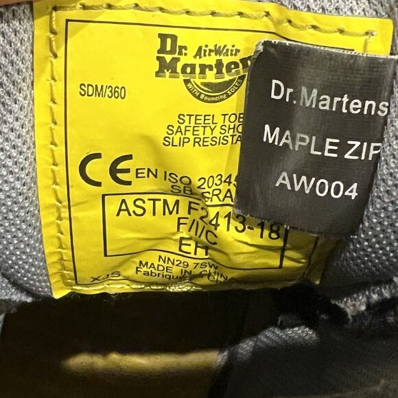 Dr. Martens Maple Zip Steel Toe Safety Shoe Slip Resistant Women's Size 7 Black - Picture 8 of 12